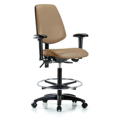 Ergonomic Multifunction Task Chair: Vinyl, 37" Seat Height, Taupe