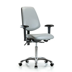 Ergonomic Multifunction Task Chair: Vinyl, 29" Seat Height, Dove Gray