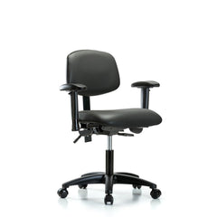 Ergonomic Multifunction Task Chair: Vinyl, 23" Seat Height, Carbon