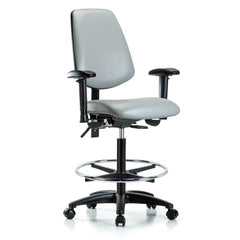 Ergonomic Multifunction Task Chair: Vinyl, 37" Seat Height, Dove Gray