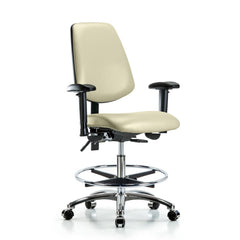 Ergonomic Multifunction Task Chair: Vinyl, 29" Seat Height, Adobe White