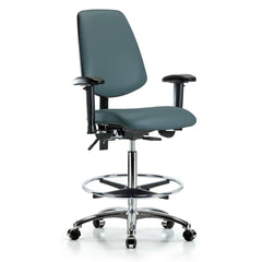 Ergonomic Multifunction Task Chair: Vinyl, 36" Seat Height, Colonial Blue