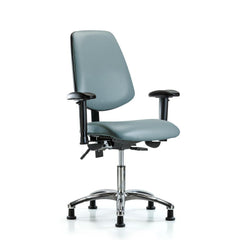 Ergonomic Multifunction Task Chair: Vinyl, 24" Seat Height, Storm