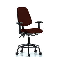 Ergonomic Multifunction Task Chair: Vinyl, 27-3/4" Seat Height, Burgundy