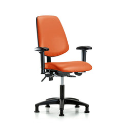 Ergonomic Multifunction Task Chair: Vinyl, 23" Seat Height, Orange Kist