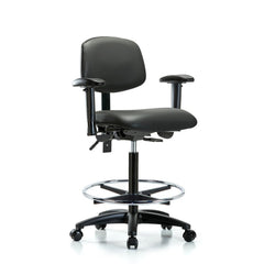 Ergonomic Multifunction Task Chair: Vinyl, 34-1/2" Seat Height, Carbon