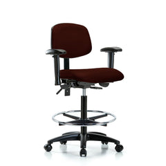 Ergonomic Multifunction Task Chair: Vinyl, 34-1/2" Seat Height, Burgundy