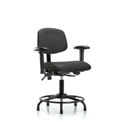 Ergonomic Multifunction Task Chair: Vinyl, 25-3/4" Seat Height, Charcoal