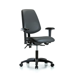 Ergonomic Multifunction Task Chair: Vinyl, 23" Seat Height, Carbon