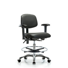 Ergonomic Multifunction Task Chair: Vinyl, 29" Seat Height, Carbon