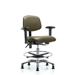 Ergonomic Multifunction Task Chair: Vinyl, 29" Seat Height, Taupe