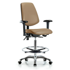 Ergonomic Multifunction Task Chair: Vinyl, 36" Seat Height, Taupe