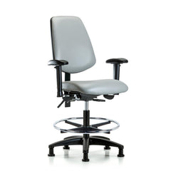 Ergonomic Multifunction Task Chair: Vinyl, 28-1/2" Seat Height, Dove Gray