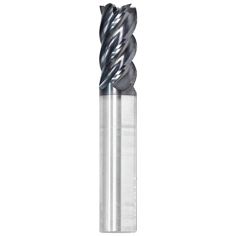 Corner Radius End Mill: 1/2" Dia, 1" LOC, 0.0150" Radius, 5 Flute, Solid Carbide