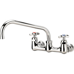 Kitchen & Bar Faucets; Type: Wall Mount Faucet; Style: Full Flow; Mount: Wall; Design: Wall Mount; Handle Type: Cross; Spout Type: Swing Spout/Nozzle; Mounting Centers: 8; Finish/Coating: Chrome Plated Brass; Type: Wall Mount Faucet; Special Item Informat