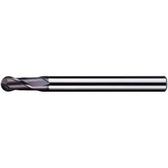 Ball End Mill: 1/4" Dia, 1/2" LOC, 2 Flute, Solid Carbide