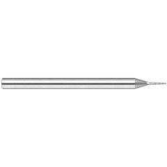 Tapered End Mill: 15 deg Angle per Side, 0.0600" Small Dia, 5/16" LOC, 3 Flute, Tapered End