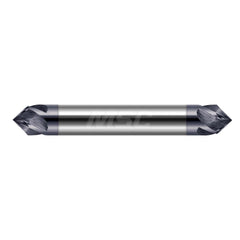 Chamfer Mill: 1/8" Dia, 1/8" Shank Dia, 45.00 deg, 4 Flute, Solid Carbide, Double End