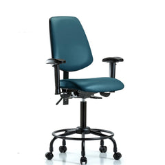 Ergonomic Multifunction Task Chair: Vinyl, 33" Seat Height, Marine Blue