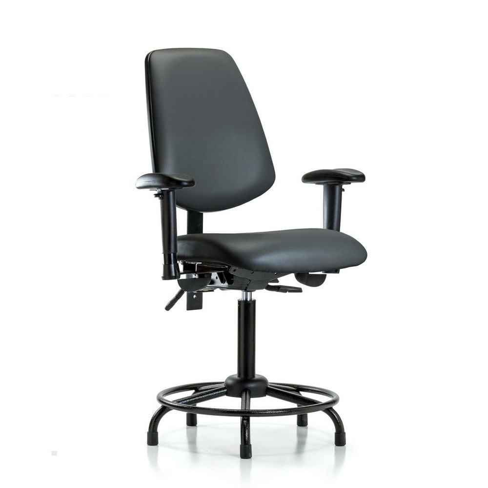 Ergonomic Multifunction Task Chair: Vinyl, 31" Seat Height, Carbon