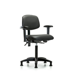 Ergonomic Multifunction Task Chair: Vinyl, 28-1/4" Seat Height, Carbon