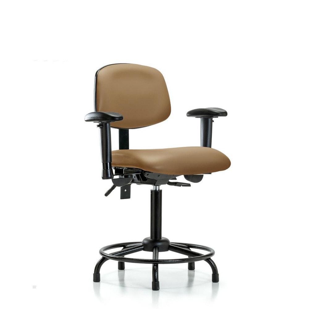 Ergonomic Multifunction Task Chair: Vinyl, 31" Seat Height, Taupe