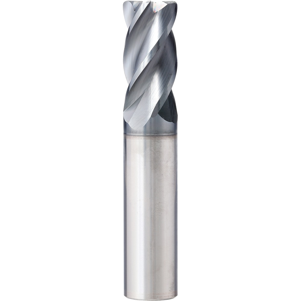 Corner Radius End Mill: 3/8" Dia, 1-1/2" LOC, 0.0150" Radius, 4 Flute, Solid Carbide