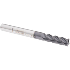 Corner Radius End Mill: 1/4" Dia, 3/4" LOC, 0.0150" Radius, 4 Flute, Solid Carbide