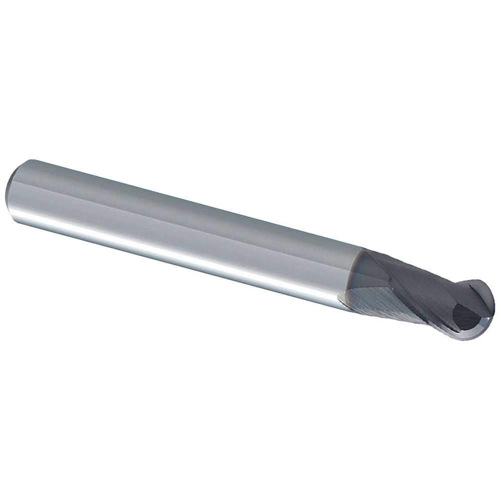 Ball End Mill: 1.00 mm Dia, 1.00 mm LOC, 2 Flute, Solid Carbide