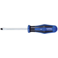 Slotted Screwdrivers; Blade Width (Inch): 14; Blade Length (Inch): 4; Overall Length (Inch): 8-1/4; Overall Length (Decimal Inch): 8.2500; Handle Type: Ergonomic; Handle Length (Decimal Inch