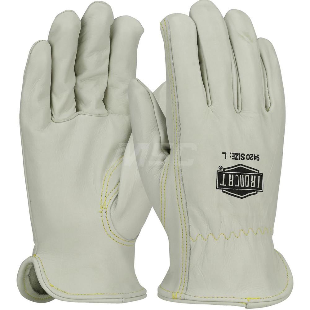 Welding Gloves: Ironcat 9420, Size Large, Uncoated-Coated, Cowhide Leather, Pair, for MIG & TIG