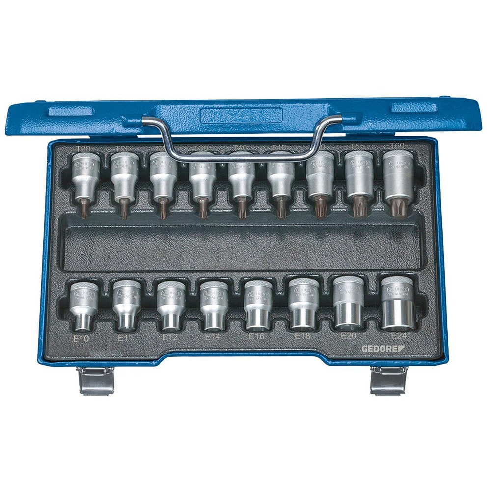 Hex & Torx Bit Socket Sets; Set Type: Torx Bit; Drive Size: 1/2; Minimum Set Torx Size: T20