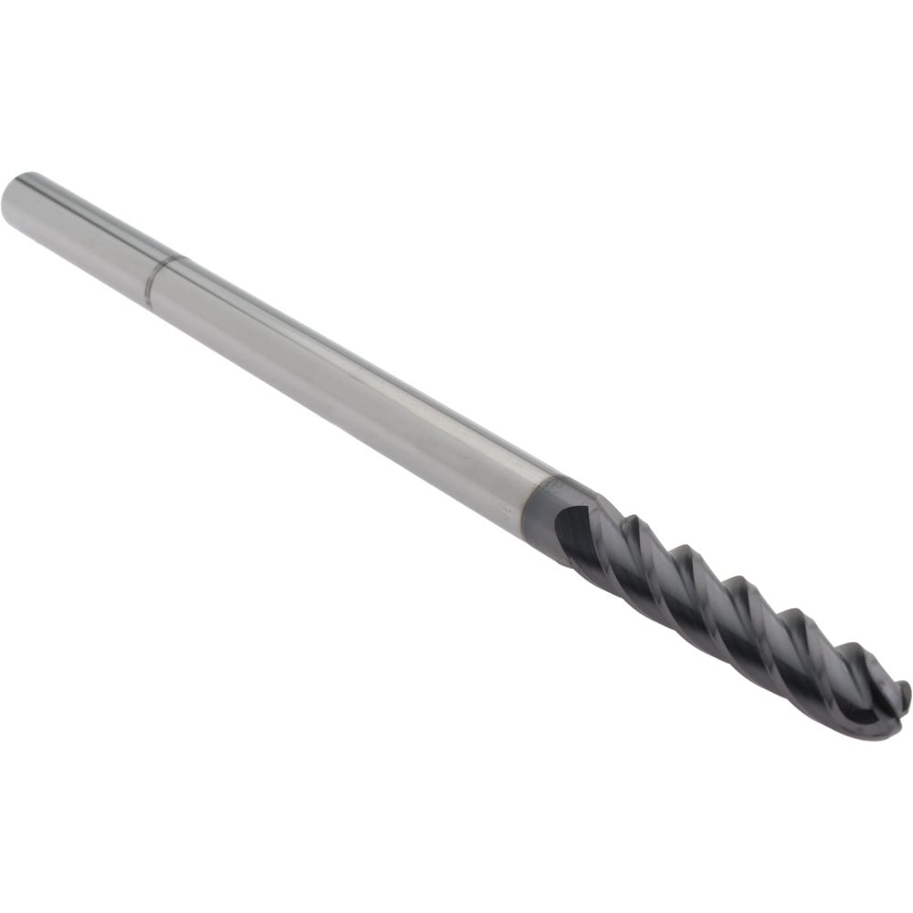 Ball End Mill: 5/16" Dia, 1-1/2" LOC, 4 Flute, Solid Carbide