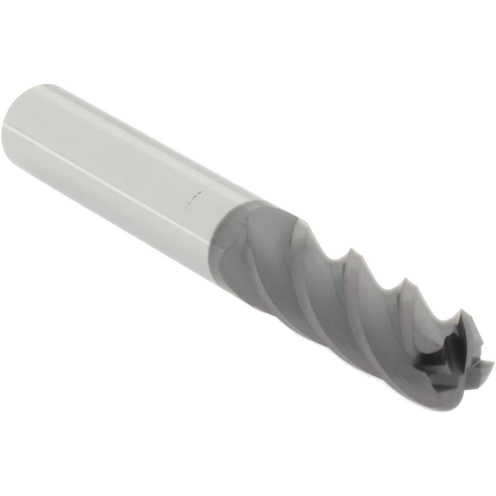 Corner Radius End Mill: 3/8" Dia, 1-1/8" LOC, 0.1300" Radius, 4 Flute, Solid Carbide