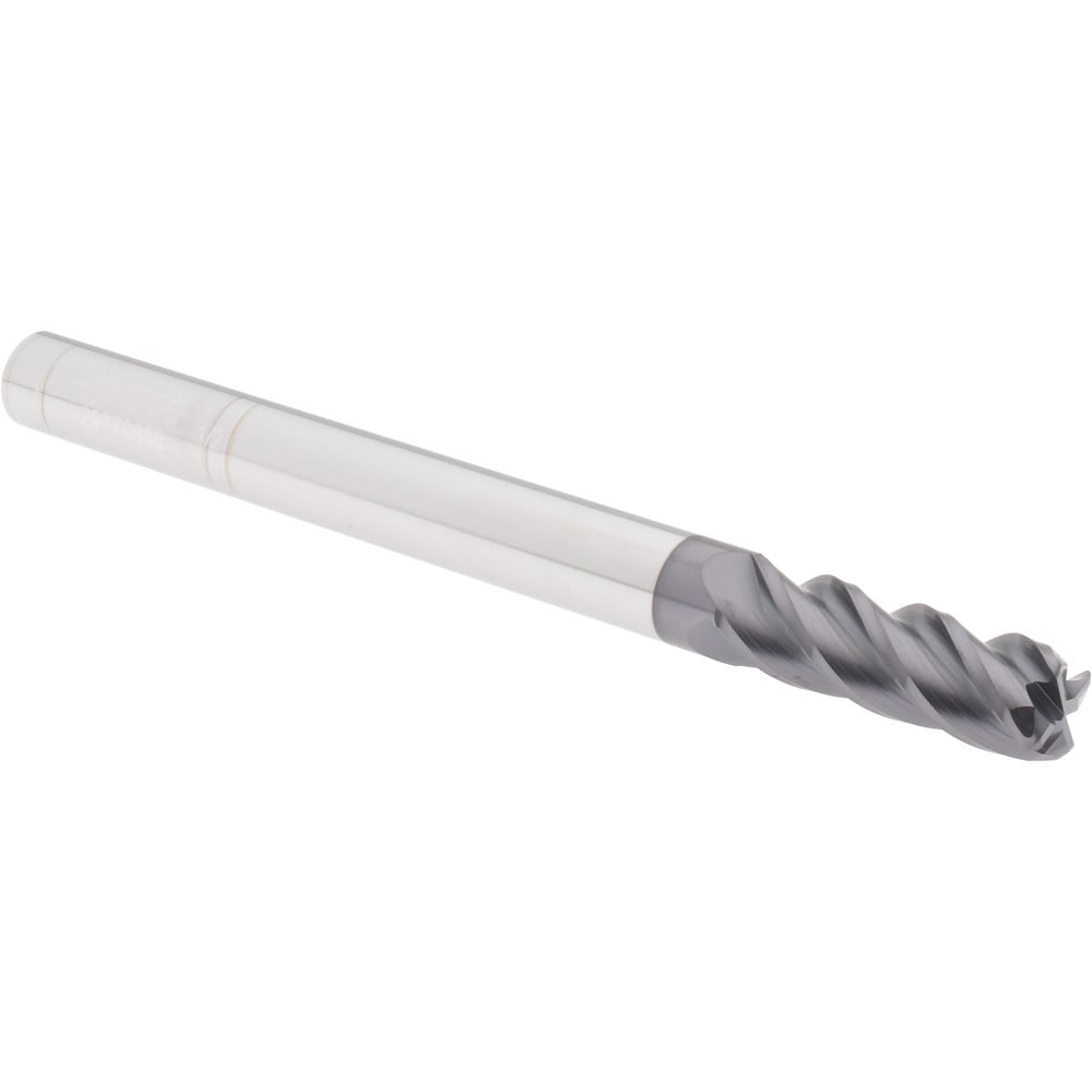 Corner Radius End Mill: 1/2" Dia, 1-1/2" LOC, 0.0600" Radius, 4 Flute, Solid Carbide