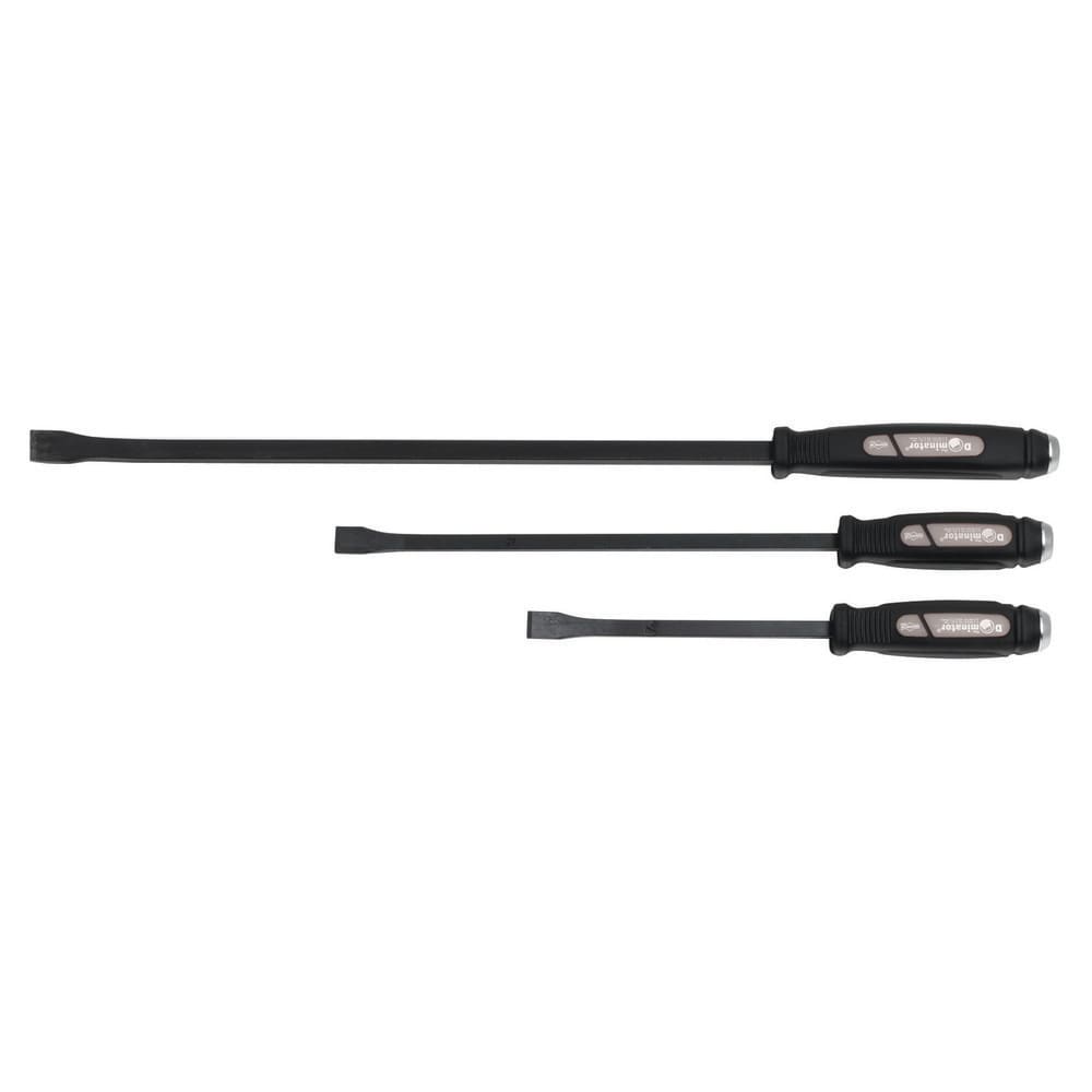 Pry Bar Sets; Set Type: 3 Piece Pry Bar SET, Curved Tip Prybar, Curved Tip Pry Bar Set, Pry Bar Set, Pry Bar W/ Handle 3 Pc Set, Prybar, Prybar with Handle Set; Tip Type: Curved; Material: Steel; Overall Length (Decimal Inch): 25; Bar Shape: Flat; Shaft L