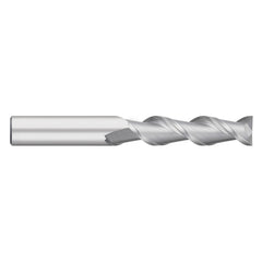 Square End Mill: 3/8" Dia, 1-1/2" LOC, 2 Flute, Solid Carbide