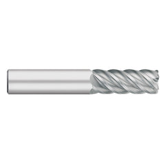 Corner Radius End Mill: 3/8" Dia, 1" LOC, 0.0200" Radius, 5 Flute, Solid Carbide