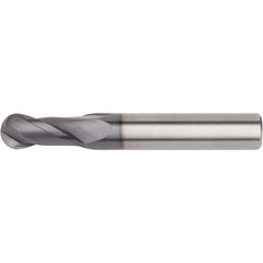 Ball End Mill: 12.00 mm Dia, 25.00 mm LOC, 2 Flute, Solid Carbide