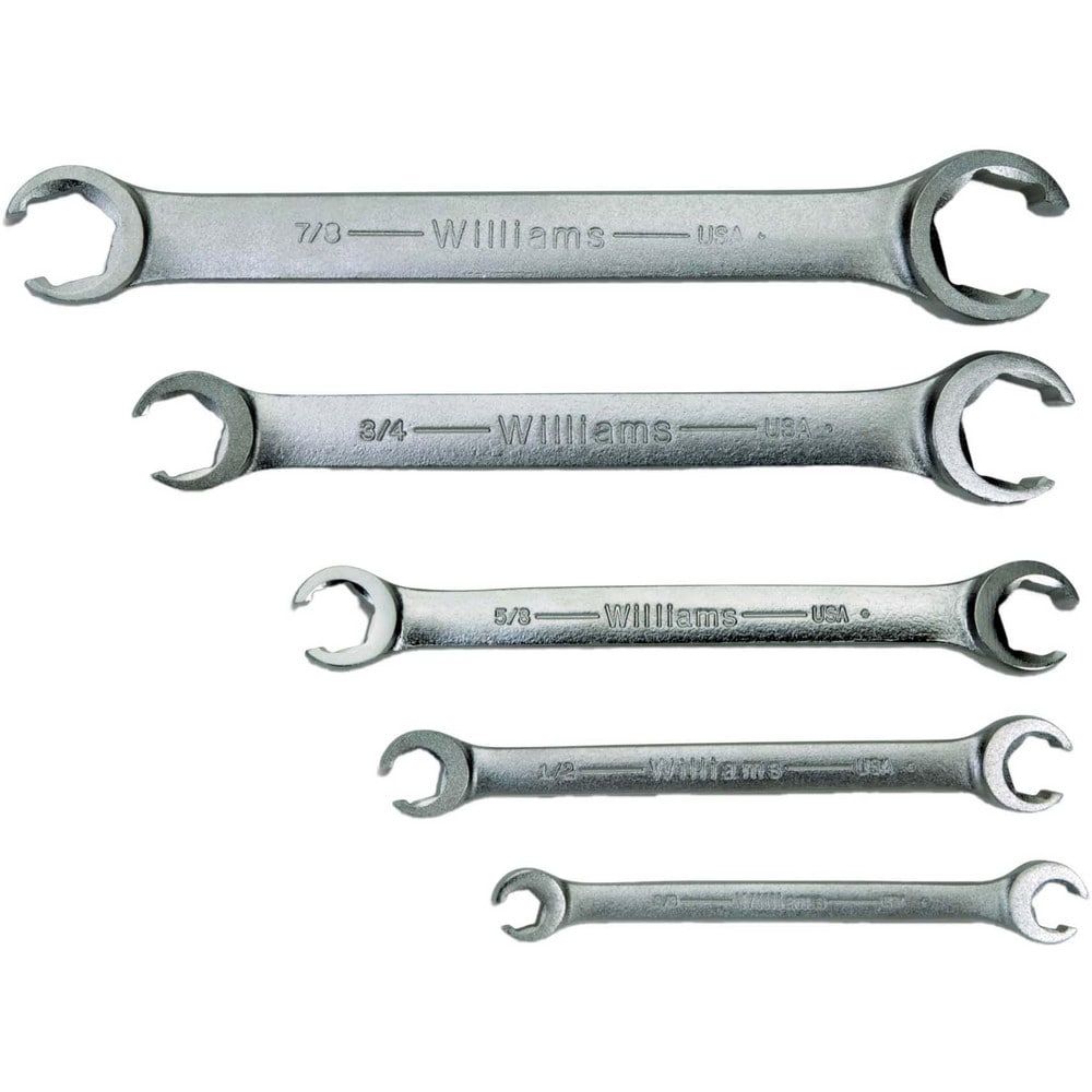 Double Head Flare Nut Wrench Set: 5 Pc, Inch