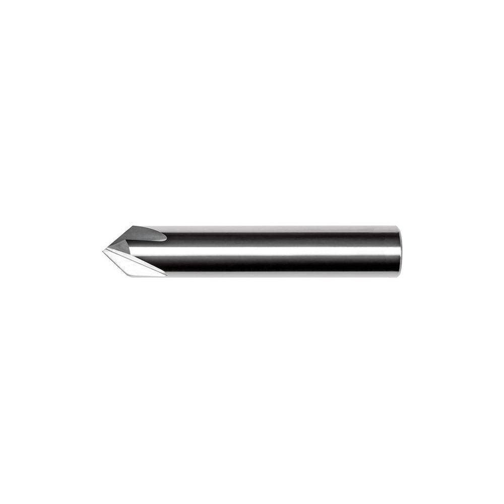 Chamfer Mill: 1/8" Shank Dia, 4 Flute, Solid Carbide, Single End