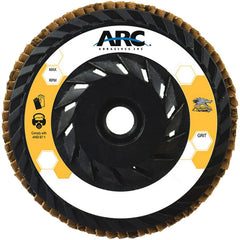 Flap Disc:  4.5" Dia, 5/8-11" Hole, 60 Grit, Ceramic Alumina, Type 27