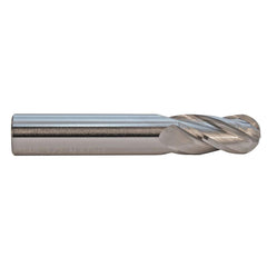 Ball End Mill: 1" Dia, 1-1/2" LOC, 4 Flute, Solid Carbide