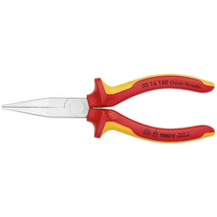 Long Nose Pliers; Pliers Type: Flat Nose Pliers, Insulated; Jaw Texture: Serrated; Jaw Length (Inch): 1-53/64; Jaw Width (Inch): 21/32