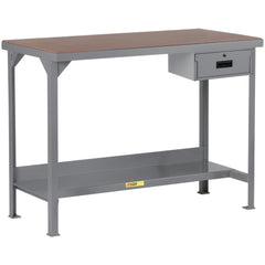 Heavy-Duty Use Workbench: 48" Wide, 30" Deep, 36" High, Powder Coated, Hardboard/Steel Top, Gray