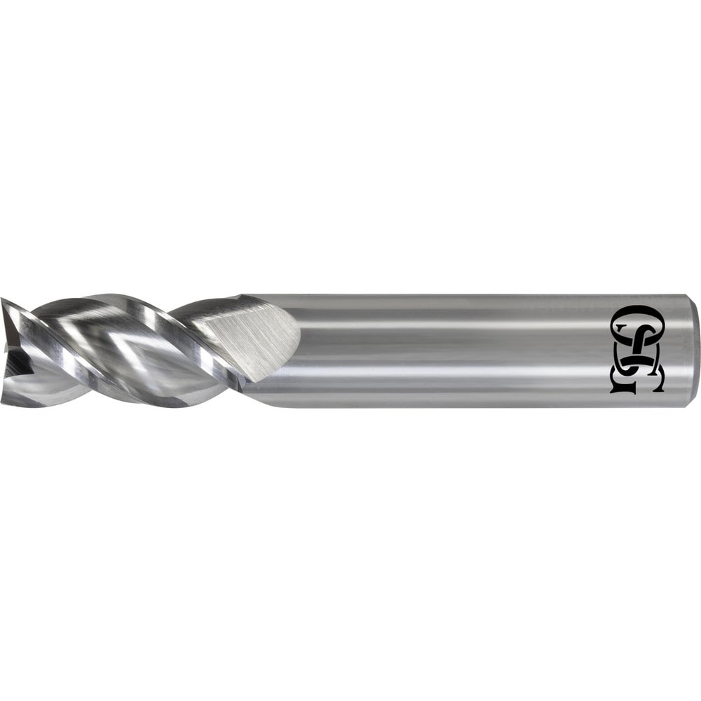 Corner Radius End Mill: 1/8" Dia, 3/8" LOC, 0.0100" Radius, 3 Flute, Solid Carbide