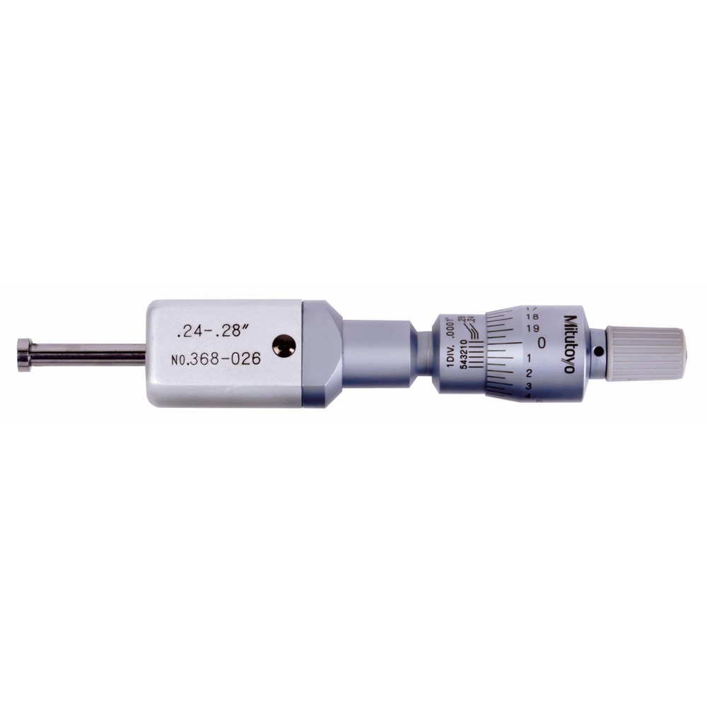 Mechanical Inside Micrometers; Minimum Measurement (Decimal Inch): 0.2400; Maximum Measurement (Decimal Inch): 0.2800; Rod Type: Solid; Thimble Type: Ratchet Stop