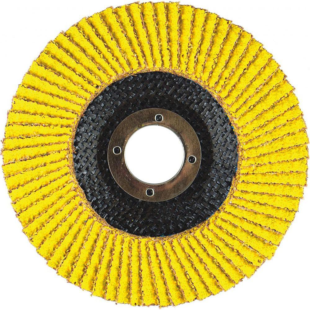 Flap Disc:  6" Dia, 7/8" Hole, 60 Grit, Zirconia Alumina, Type 29