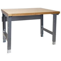 Height Adjustable Table: 72" Wide, 30" Deep, 32-1/4 to 44-1/4" High, Painted, Hardwood Top, Steel Base, Silver