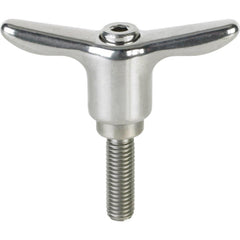 Adjustable Clamping Handle: T-Handle, M5x0.8 Thread, Stainless Steel Handle, 10.00 mm Hub Dia, Silver